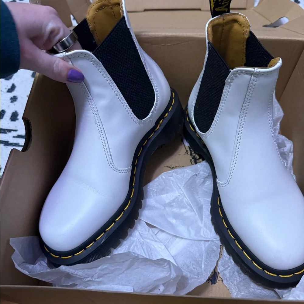Dr. Martens White and Black Chelsea Boots - Picture 2 of 7